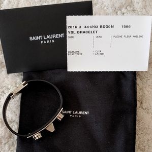 Saint Laurent Black leather bracelet. Brand new.
